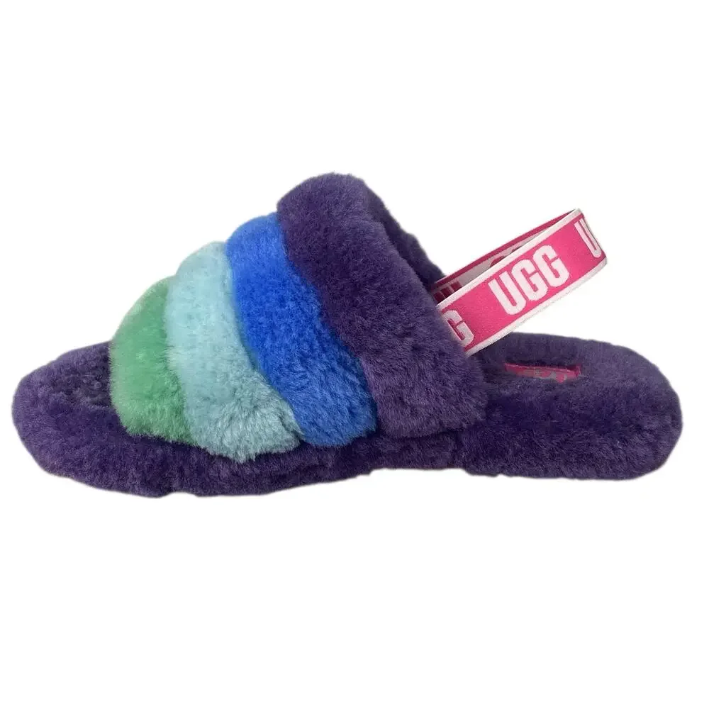 UGG Kids Fluff Yeah Purple Shearling Sandal Slipper Size US 6